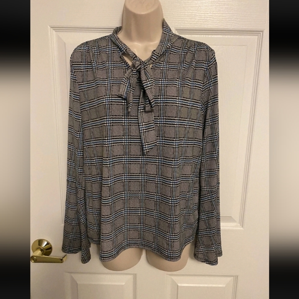 Apt. 9 Black and White Plaid Blouse